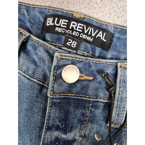 NWT Blue Revival Recycled Denim Teresa Crystal Studs Straight Ankle Jean 28x27 - Picture 3 of 9